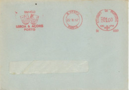 PORTUGAL. METER SLOGAN. BANCO LISBOA & AÇORES. BANK. PORTO. 1967 - Postmark Collection