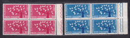 1962 Italia Italy Repubblica EUROPA CEPT EUROPE 4 Serie Di 2 Valori In Quartina MNH** Block 4 ALBERO TREE - 1962