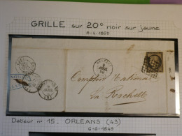 DP3  FRANCE  LETTRE   1850 ORLEANS  A LA ROCHELLE   + CERES N°3   +AFF. INTERESSANT++ - 1849-1876: Période Classique