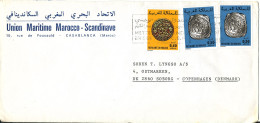 Morocco Cover Sent To Denmark 8-5-1977 Topic Stamps OLD COINS - Marocco (1956-...)