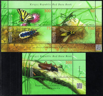 Kyrgyzstan - KEP - 2023 - Red Data Book IV - Insects - Mint Stamp Sheetlet + Souvenir Sheet - Kirghizistan