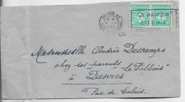 ARC TRIOMPHE 1FR PAIRE LETTRE COVER PARIS XI 12.III.1945 AU TARIF - 1944-45 Arco Del Triunfo