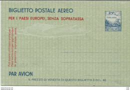 Aerogramma Lire 60 "Aereo E Alpi" N. A 1 - Interi Postali