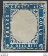 1863 Italia VE II 15c. Azzurro Senza Effigie MH Sassone N. 11m - Autres & Non Classés