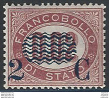 1878 Italia VE II 2C. Su 0,02c. Scuro Servizio Bc MNH Sassone N. 29a - Otros & Sin Clasificación