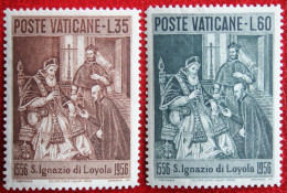 St. Ignatius Submit Pope The Rule Of Company Jesus 1956 Mi 259-260 Yv 230-231 POSTFRIS MNH ** VATICANO VATICAN VATICAAN - Nuevos