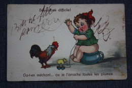 HUMOUR, COMICS - Old Italian Postcard 1920s - SITUAZIONE DIFFICILE / Coq Rooster - Humour