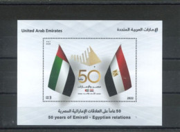 U.A.E.- 2022, MINIATURE STAMP SHEET OF 50 YEARS OF EMIRATI EGYPTIAN RELATIONS, UMM(**). - Ver. Arab. Emirate