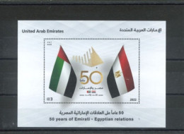 U.A.E.- 2022, MINIATURE STAMP SHEET OF 50 YEARS OF EMIRATI EGYPTIAN RELATIONS, UMM(**). - United Arab Emirates (General)