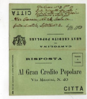 ITALIA GRAN CREDITO POPOLARE  TORINO 1910 Circa - Autres & Non Classés