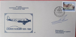 SAA #41  1985 CAPETOWN-JHB SIGNED BY  CAPTAIN E PILLEMER - Cartas & Documentos