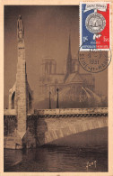 75-PARIS NOTRE DAME ET STATUE SAINTE GENEVIEVE-N°4225-H/0225 - Notre-Dame De Paris
