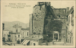 SULMONA ( L'AQUILA ) PORTA LATERALE DELLA CHIESA DI SAN FRANCESCO E PIAZZA DEL CARMINE - EDIZ. COLAPRETE 1910s (20781) - L'Aquila