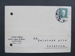BRIEF Polička - Letovice 1933 Lesní úřad // Aa0104 - Lettres & Documents