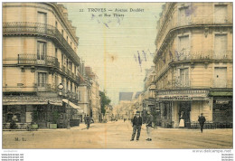 TROYES AVENUE DOUBLET ET RUE THIERS  EDITION M.L. TOILEE COULEUR - Troyes