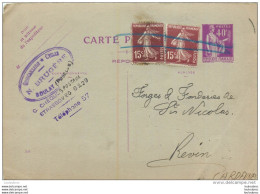 CARTE POSTALE ADRESSEE AUX FONDERIES SAINT NICOLAS A REVIN  EN  1938 - Revin