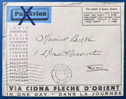 Lettre Poste Aerienne Pré-imprimée " VIA CIDNA FLECHE D'ORIENT " Utilisée à PARIS Obliteration Mecanique PP TTB - 1927-1959 Lettres & Documents