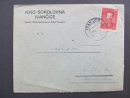 BRIEF Ivančice - Praha Kino National Film 1938 // Aa0112 - Briefe U. Dokumente