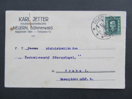BRIEF Nýrsko Železná Ruda - Plzeň Karl Jetter Bahnpost Zugstempel  1927 // Aa0120 - Briefe U. Dokumente