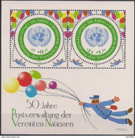 2001 UNO WIEN   Mi. Bl 15 **MNH 50 Jahre Postverwaltung Der Vereinten Nationen (UNPA) - Blocks & Kleinbögen