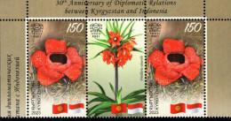 Kyrgyzstan - KEP - 2023 - Arnold's Rafflesia - 30 Years Of Relations With Indonesia - Mint Stamp PAIR With Coupon - Kirghizistan