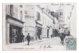 TONNERRE  [89] Yonne - 1904 - Rue De L'Hôpital - Vins En Gros - Spiritueux - Vve MOREAU RIBIERE - Commerces - Animée - Tonnerre