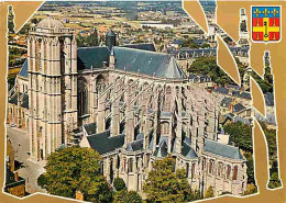 72 - Le Mans - La Cathédrale Saint Julien - Vue Aérienne - Blasons - Flamme Postale De Le Mans - CPM - Voir Scans Recto- - Le Mans