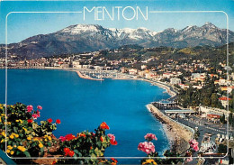 06 - Menton - La Frontière Franco-Italienne Et La Baie De Garavan - Vue Aérienne - Fleurs - CPM - Carte Neuve - Voir Sca - Menton