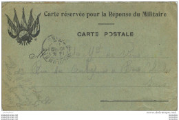 CARTE RESERVEE POUR LA REPONSE DU MILITAIRE  VOYAGEE EN 12/1914 - Oorlog 1914-18