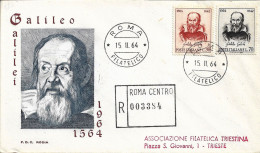Fdc Rodia: GALILEO GALILEI (1964); Raccomandata; AF_Roma - FDC