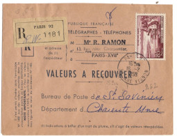 FRANCE YT N°1216 SEUL OBLITERE SUR LETTRE RECOMMANDEE DE RECOUVREMENT - Cartas & Documentos
