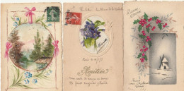 Lot De 5 CP Fantaisies ( Fleurs, Paysages, Cartes Peintes...) - Other & Unclassified