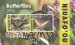 Niuafo'ou 2016 - Fauna , Butterflies , Block  2 Values , Perforated , MNH , Mi.Bl. 63 - Tonga (1970-...)