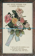 R000326 Greetings. All Good Wishes For A Happy Birthday. Flower Bouquet. 1910 - Monde
