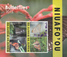 Niuafo'ou 2015 - Fauna , Butterflies , Block  4 Values , Perforated , MNH , Mi.Bl. 62 - Tonga (1970-...)