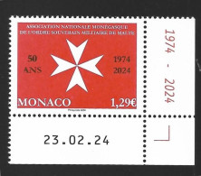 Monaco 2024 - 50 Ans De L'association De L'ordre Souverain Militaire De Malte ** (coin Daté) - Unused Stamps
