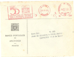 PORTUGAL. METER SLOGAN. 50th ANNIV. BANCO PORTUGUES DO ATLANTICO. BANK. PORTO. 1969 - Marcofilie