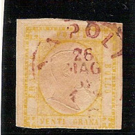 (Fb).Italia.A.Stati.Napoli.Province Napoletane.1861.-20gr Giallo Usato.Annullo Di Napoli (24-24) - Napoli