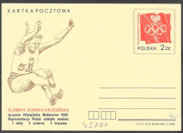 Polonia/Poland/Pologne: Intero, Stationery, Entier, Elżbieta Krzesińska - Zomer 1956: Melbourne