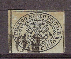 (Fb).Italia.A.Stati.Pontificio.1852.-1/2 Baj Grigio Verdastro,usato,annullo Di Forlì (28-24) - Etats Pontificaux