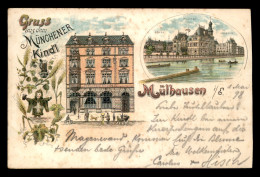 68 - MULHOUSE - MULHAUSEN - CARTE LITHOGRAPHIQUE - MUNCHENER KIND'L - Mulhouse
