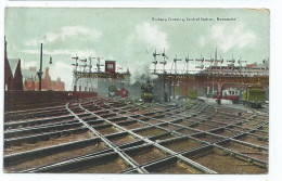 Postcard  Railway Crossing Central Station Newcastle Posted1909 Steam Engines - Estaciones Con Trenes