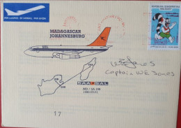 SAA #17 MADAGASCAR-JHB 1990 SIGNED BY CAPTAIN-SCARCE - Lettres & Documents