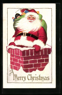 AK Weihnachtsmann Mit Geschenken In Einem Schornstein  - Santa Claus
