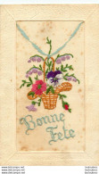 CARTE BRODEE BONNE FETE - Embroidered