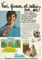 Latte Polenghi Lombardo, Paolo Rossi, Pubblicità Vintage 1979, 20 X 28 Cm. - Publicités