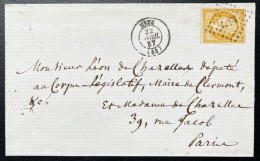 N°13 10c BISTRE NAPOLEON / METZ POUR PARIS / 22 AVRIL 1857 / LSC / ARCHIVE DE CHAZELLES - 1849-1876: Période Classique