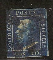(Fb).Italia.A.Stati.Sicilia.1859.-10gr Indaco,usato (102-24) - Sicily