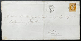 N°13 10c BISTRE NAPOLEON / MONTBRISON POUR PARIS / 21 AVRIL 1857 / LSC / ARCHIVE DE CHAZELLES - 1849-1876: Periodo Clásico