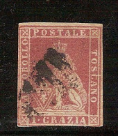 (Fb).Italia.A.Stati.Toscana.1851.-1crazia Carminio Su Grigio,usata (566-23) - Toscane